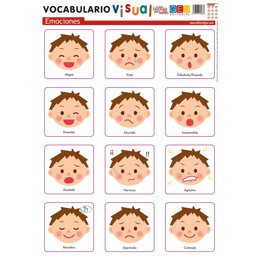 LAMINA DE VOCABULARIO VISUAL EMOCIONES 