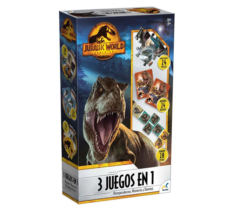 SET DE JUEGOS 3 EN 1 JURASSIC WORLD DOMINIO 