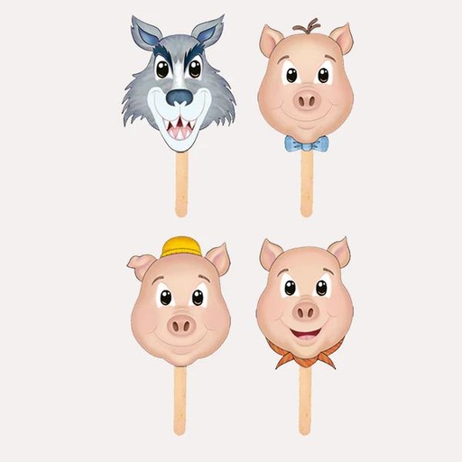 6077 MASCARA PARA CUENTOS:LOS 3 COCHINITOS (4 PZAS)